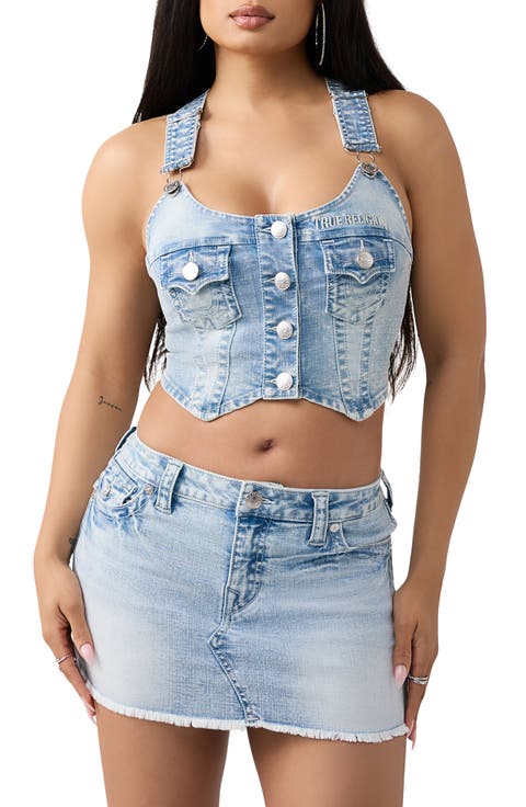 Overall Cropped Denim Top