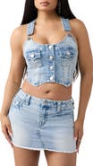 True Religion Overall Cropped Denim Top