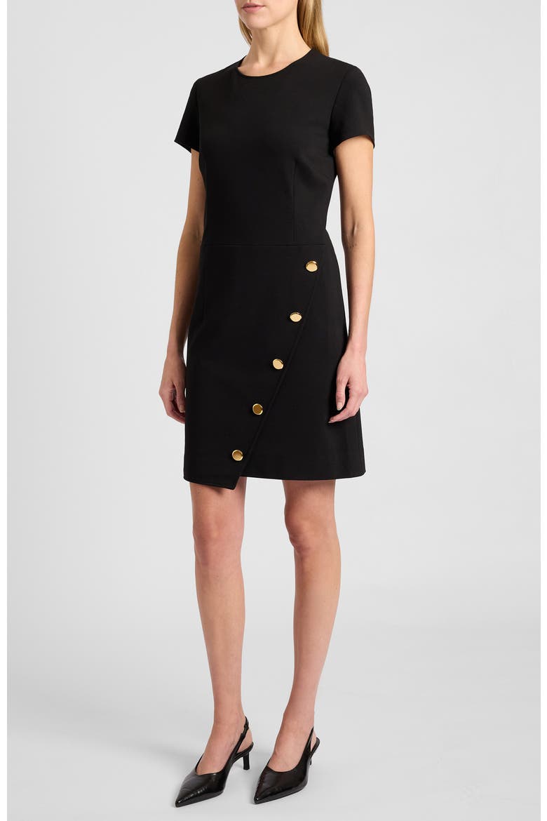 Loni Short Sleeve A-Line Dress, Alternate, color, Onyx