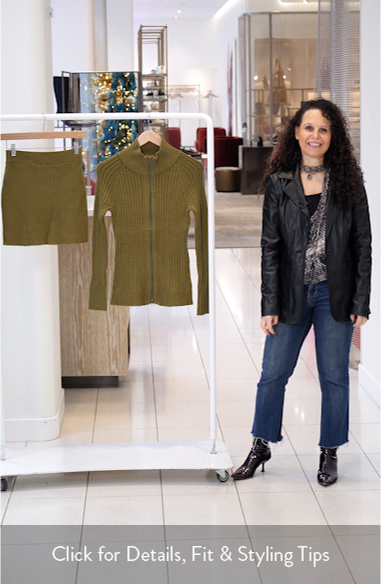 Eliza Cable Zip-Up Cardigan & Rib Miniskirt Set, sales video thumbnail