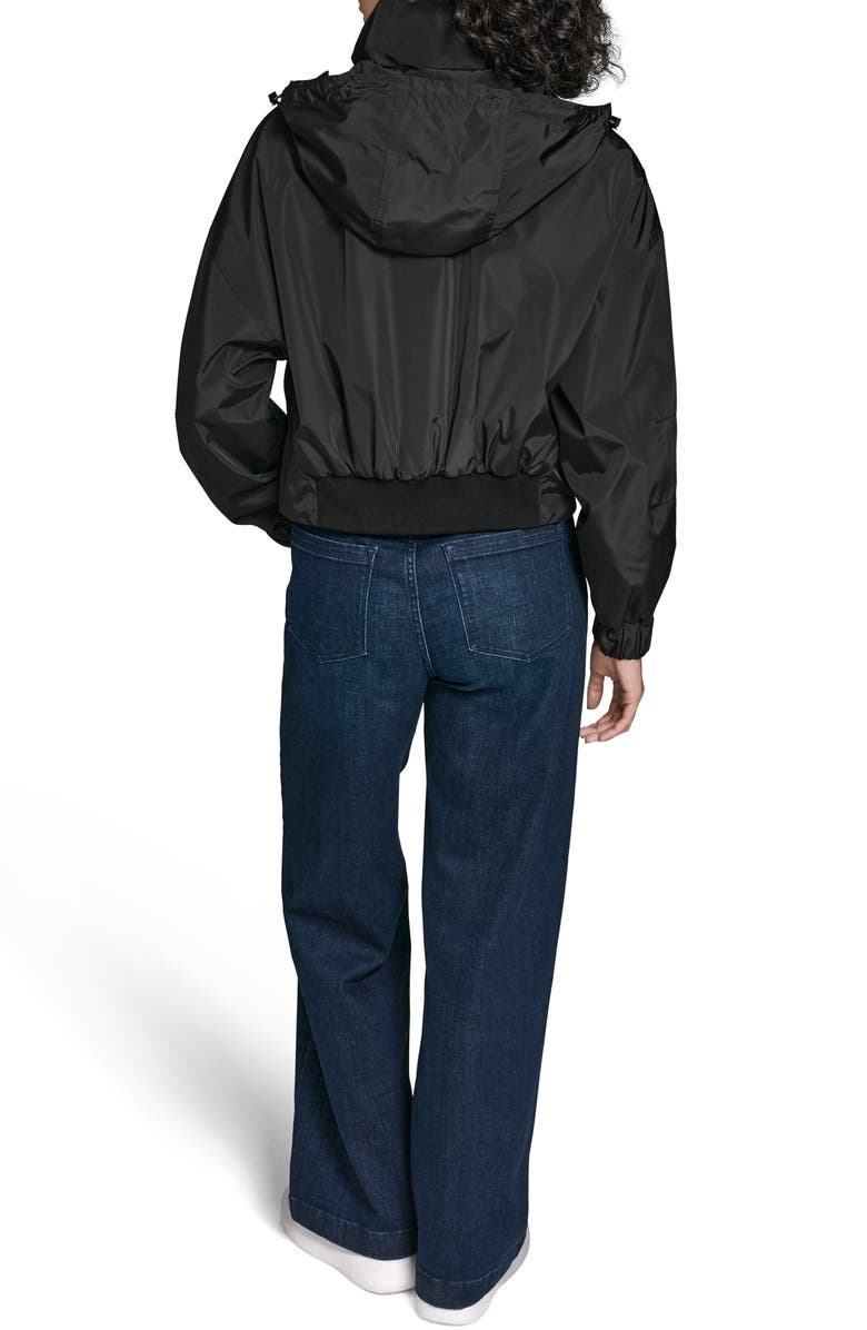 KARL LAGERFELD Short Hooded Logo Rain Jacket, Alternate, color, Black