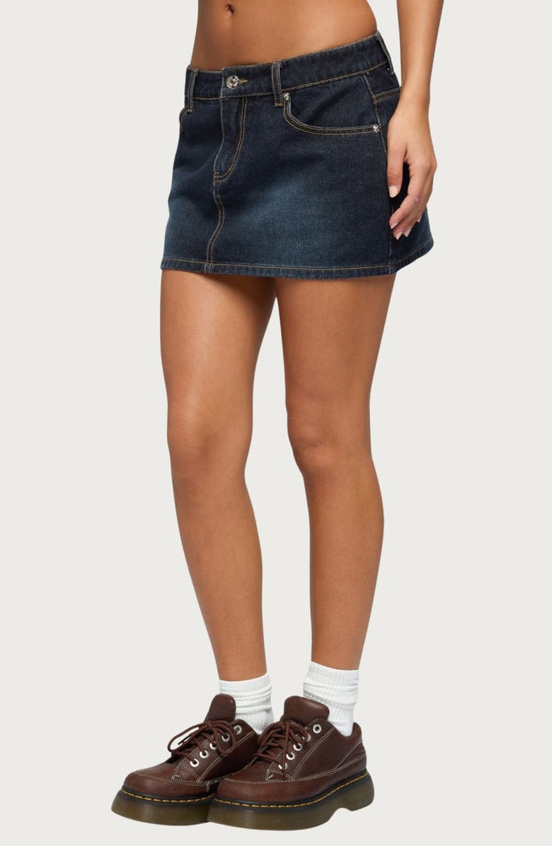EDIKTED Chiara Denim Miniskirt, Alternate, color, 