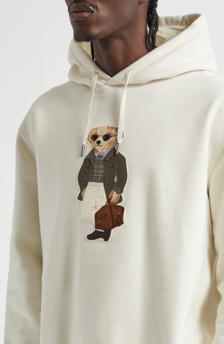 Ralph Lauren Purple Label Polo Bear Appliqué Fleece Hoodie, Alternate, color, Classic Cream