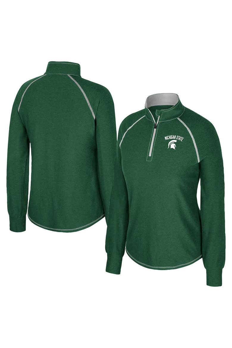 Women's Colosseum Green Michigan State Spartans Bikram Raglan Quarter-Zip Top, Main, color, Green
