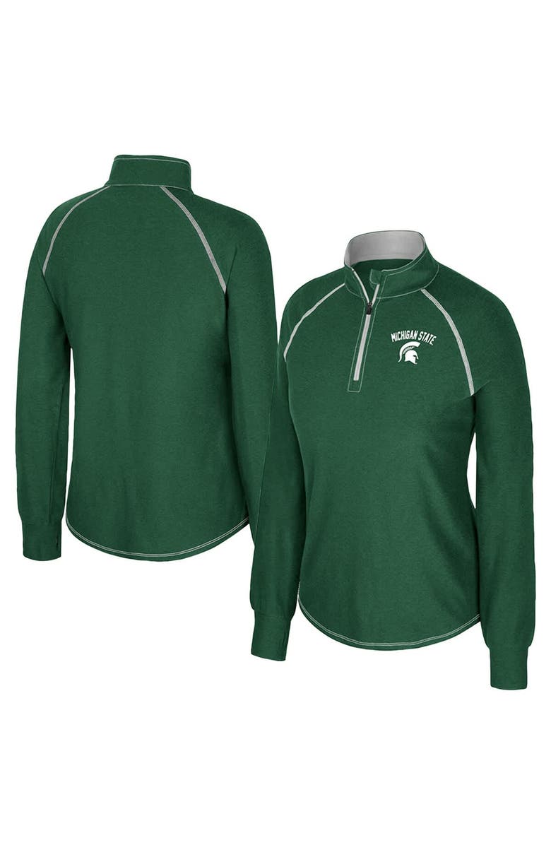 COLOSSEUM Women's Colosseum Green Michigan State Spartans Bikram Raglan Quarter-Zip Top, Main, color, Green