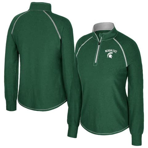 Women's Colosseum Green Michigan State Spartans Bikram Raglan Quarter-Zip Top