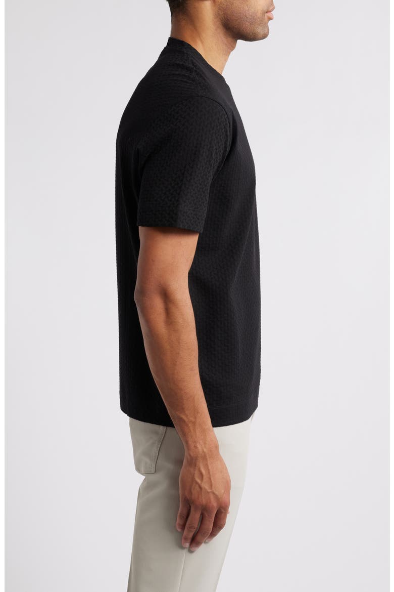 Basket Weave Jacquard T-Shirt, Alternate, color, SOLID BLACK