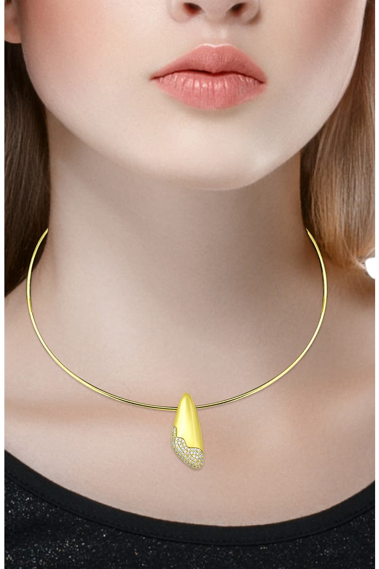 Cubic Zirconia Pavé Sculptural Collar Necklace, Alternate, color, GOLD