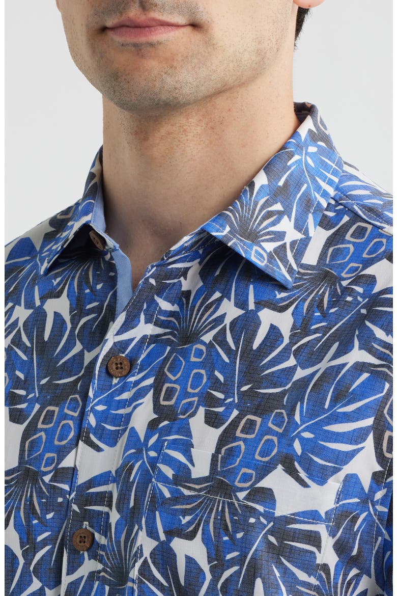 Coastal Ease Piña Party IslandZone® Short Sleeve Button-Up Shirt, Alternate, color, SANDSTONE