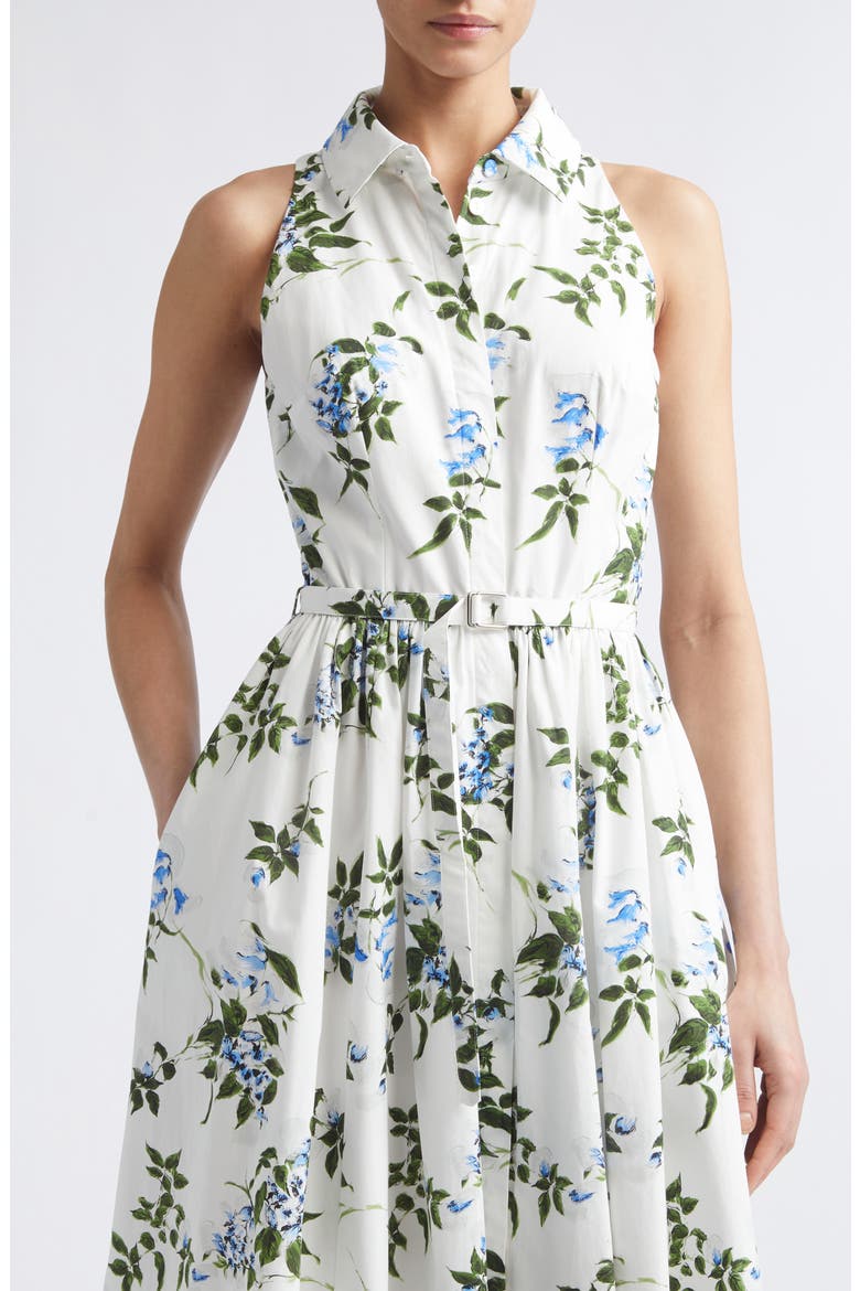 Norika Lilac, Lilies & Cherry Print Organic Cotton Midi Shirtdress, Alternate, color, WHITE-LILAC LILLIES/ CHERRY