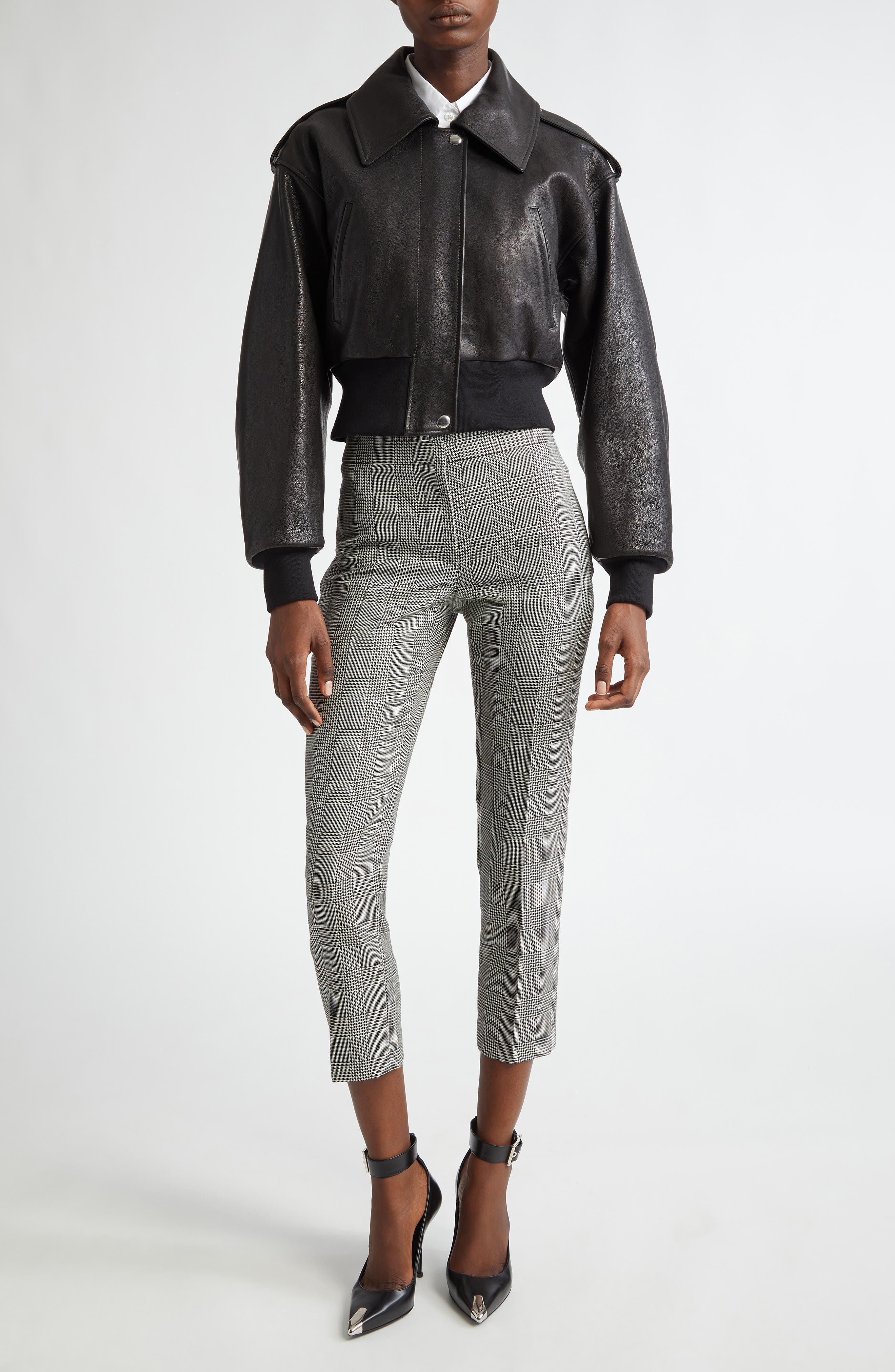 Prince of Wales Plaid Ankle Wool Cigarette Pants - image 2