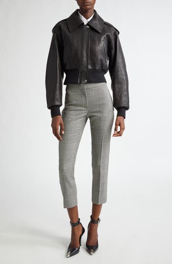 McQueen Prince of Wales Plaid Ankle Wool Cigarette Pants
