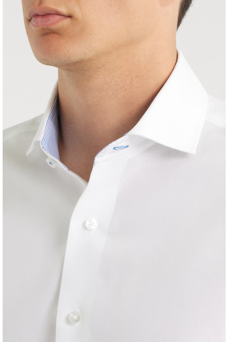 Trim Fit Solid White Textured Cotton Dress Shirt, Alternate, color, WHITE