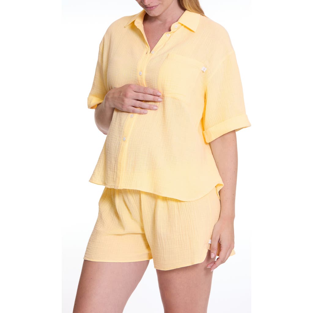 Cache Coeur Maternity Pajama Set Ice Cream In Yellow