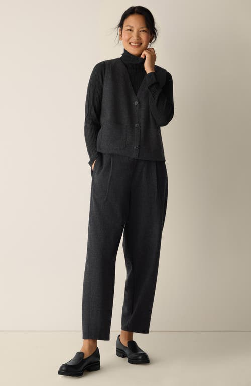Eileen Fisher Pocket Wool Felted Cardigan In Black