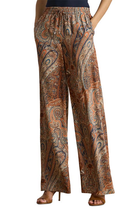 Paisley Crêpe de Chine Wide-Leg Pant