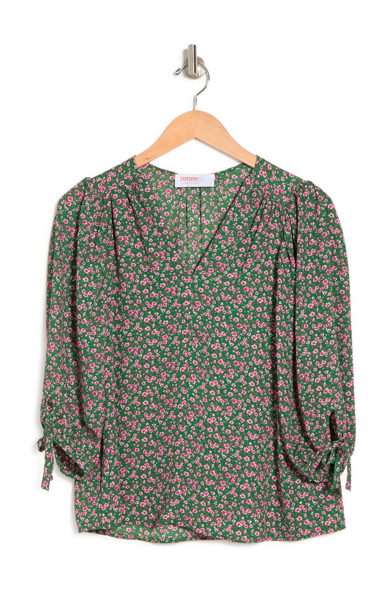 Renee C V-neck Tie-sleeve Blouse, Alternate, color,