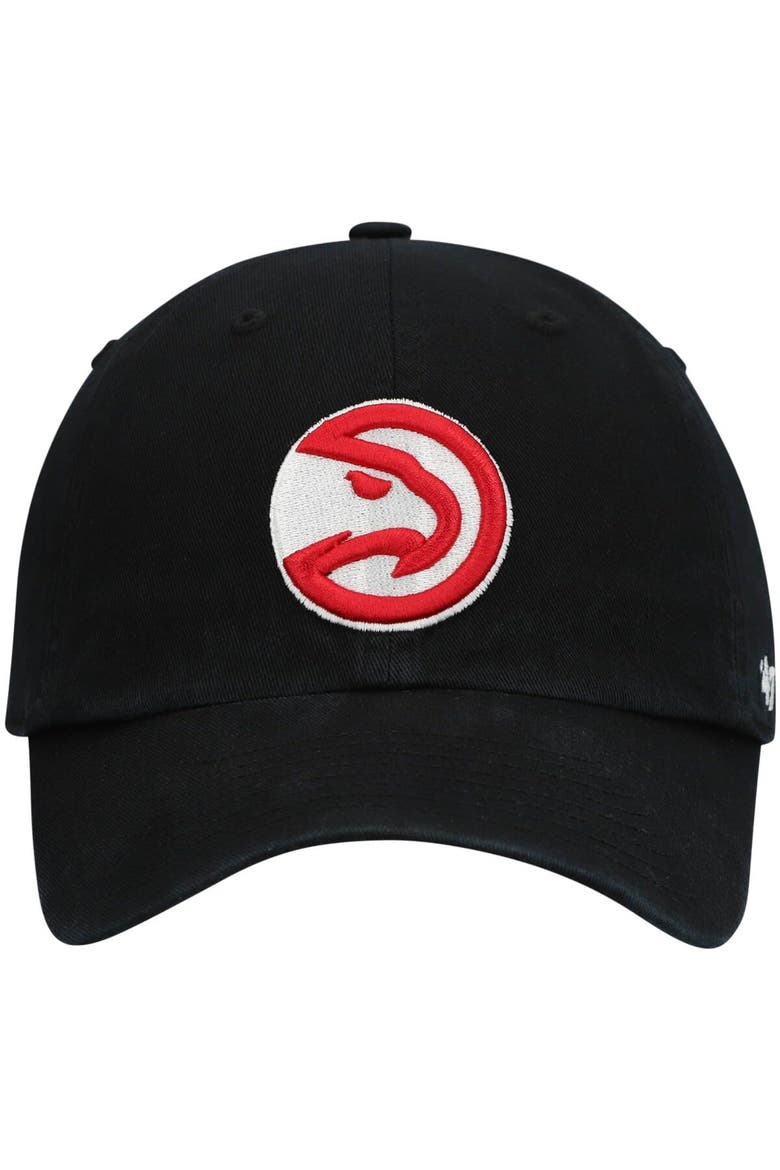 Men's '47 Black Atlanta Hawks Team Clean Up Adjustable Hat, Alternate, color, Black