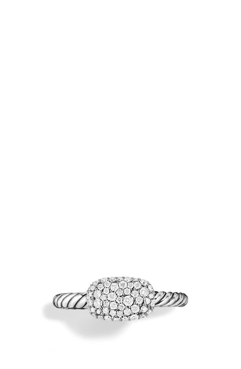 David Yurman 'Petite' Pavé Cushion Ring with Diamonds, Alternate, color,