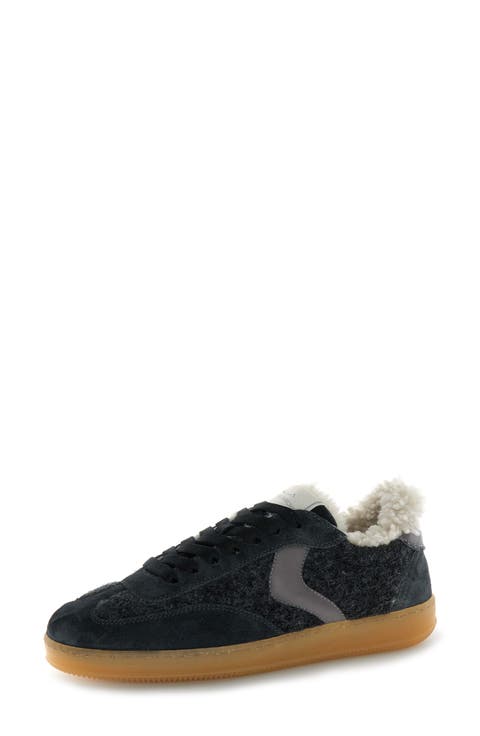 Olivia Court Wool Sneaker with Genuine Shearling Trim