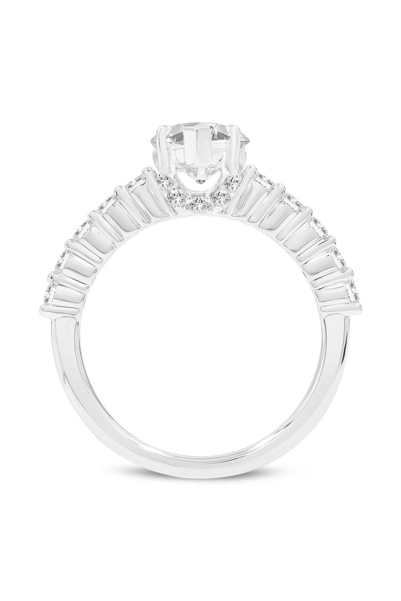 Iris 14K Gold Pear Shaped Lab Grown Diamond Hidden Halo Ring - 2.7 Ct, Alternate, color, 14K White Gold