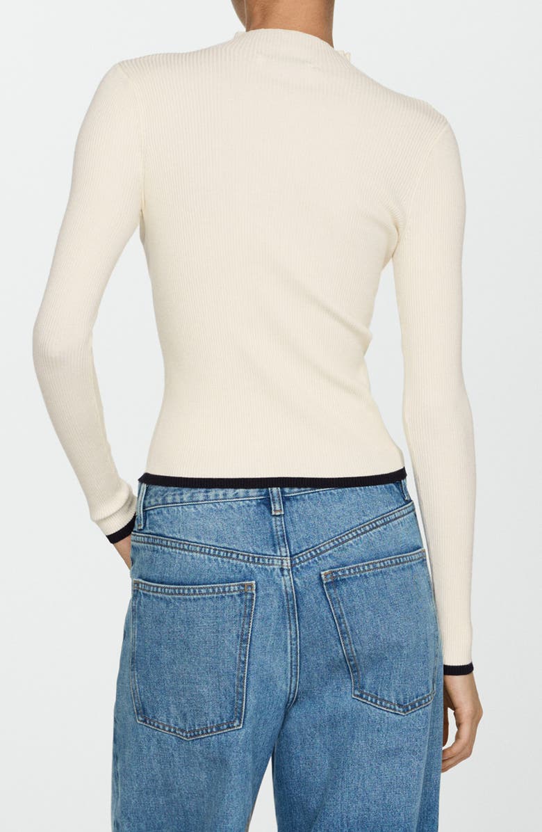 MANGO Tipped Funnel Neck Rib Sweater, Alternate, color, 