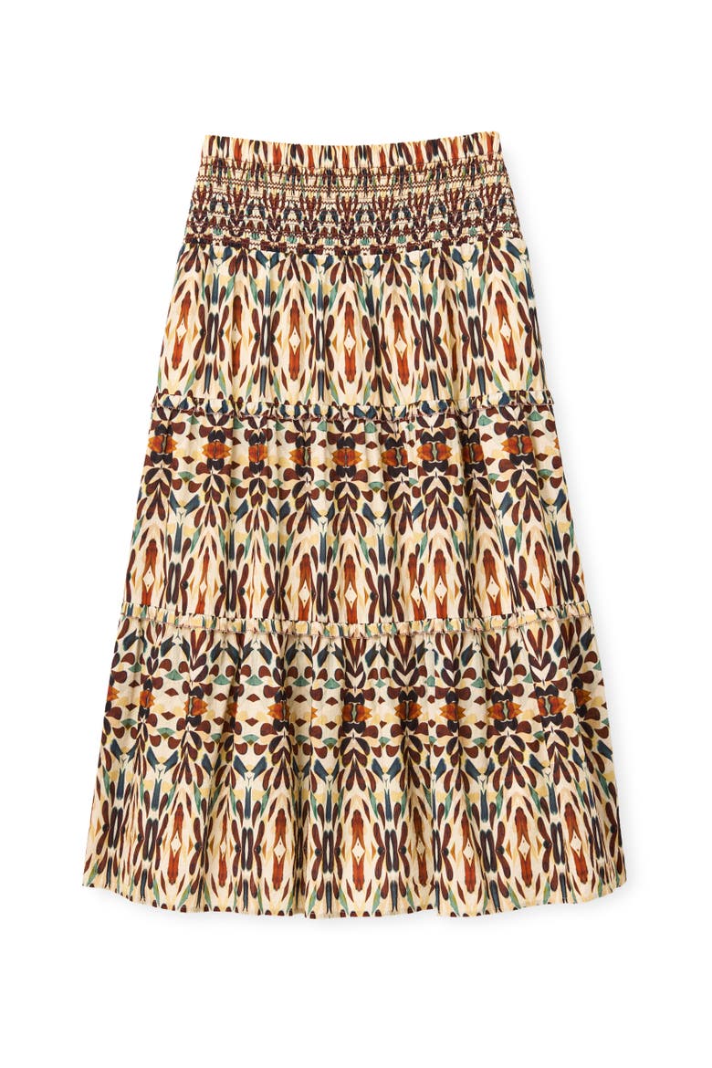 Kylie Smocked Midi Skirt, Alternate, color, Kaleidoscope Print