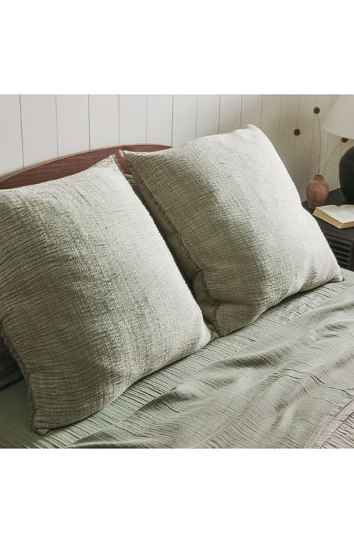 Crane Air Set Of 2 Fringe Euro Pillow Shams In Green