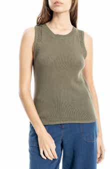 MAX STUDIO Pointelle Stitch Crocheted Tank