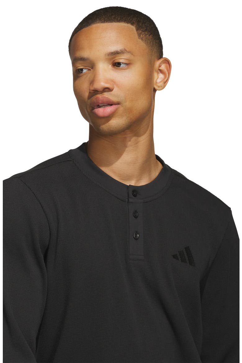 Long Sleeve Waffle Knit Henley, Alternate, color, BLACK