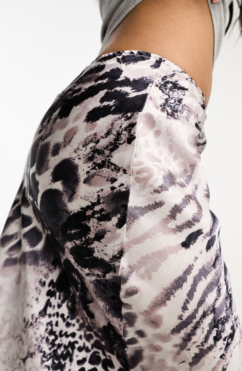 ASOS DESIGN Animal Print Bias Cut Satin Maxi Skirt, Alternate, color,