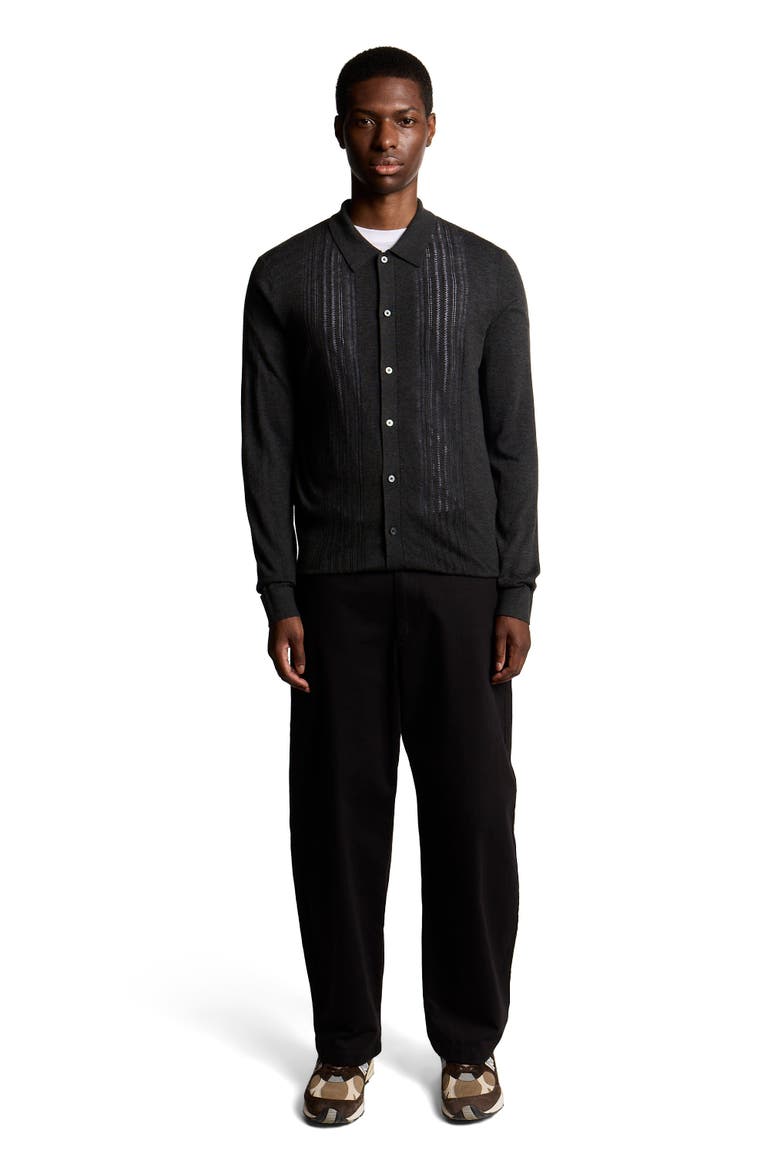Long Sleeve Cable Knitted Shirt, Main, color, Charcoal Marl