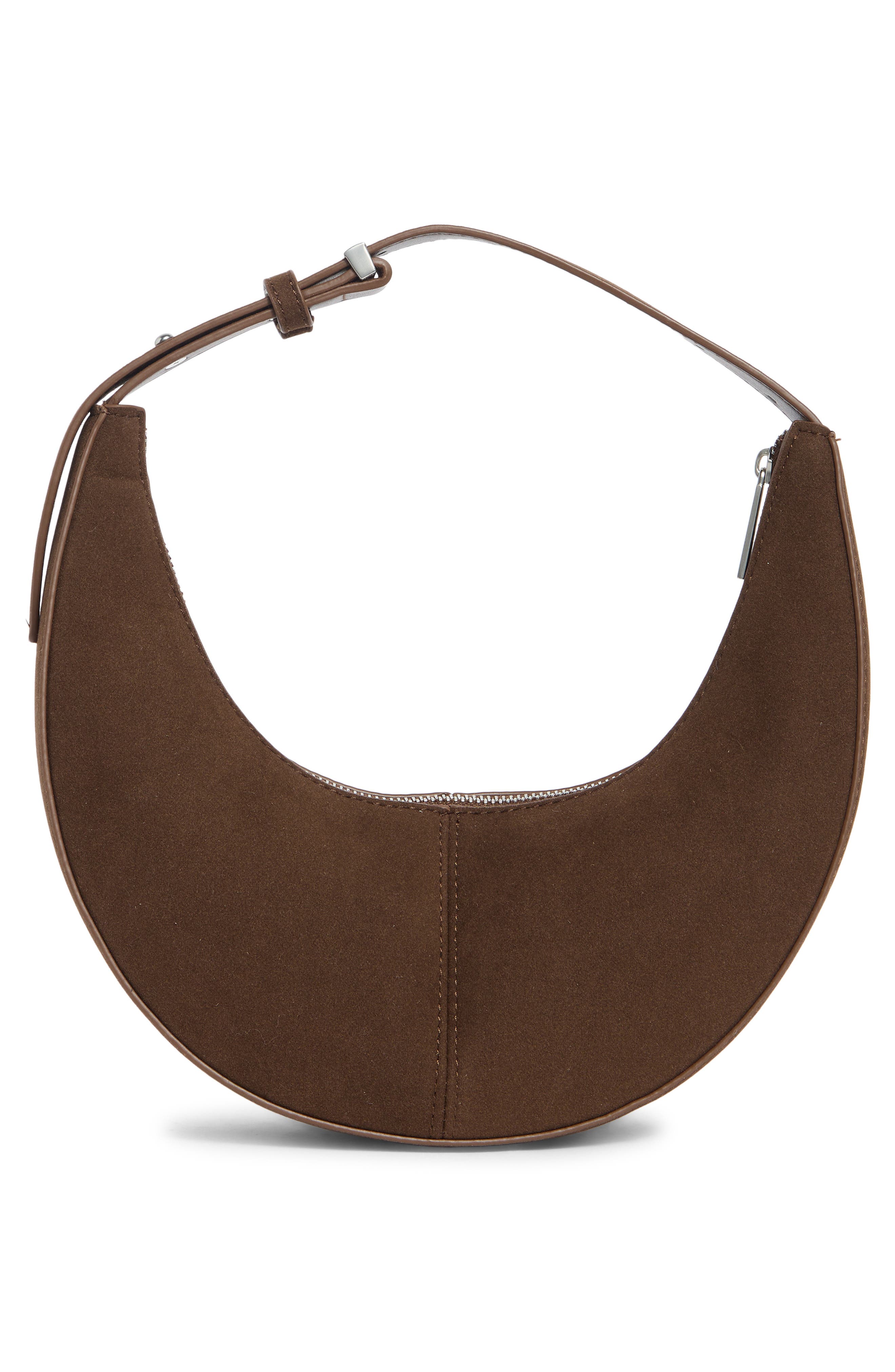 BCBG Skinny Crescent Mini Hobo Bag, Alternate, color, Chocolate