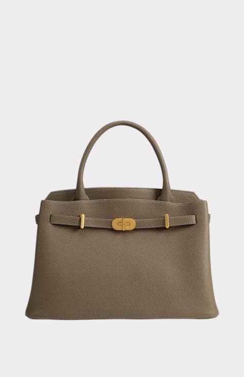 Kensington Genuine Pebble Leather Top Handle Bag