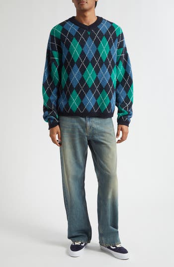 Gyle Argyle Merino Wool Blend Sweater