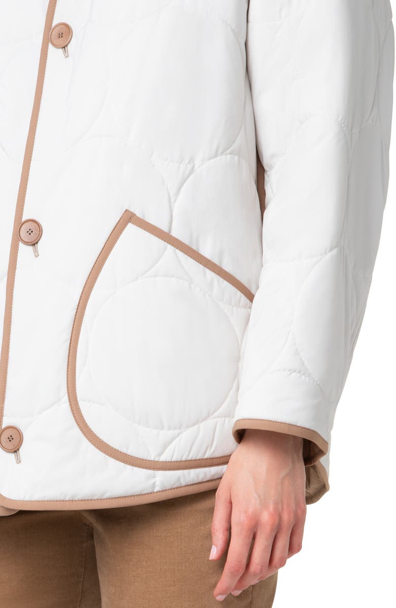 Akris punto Boxy Signature Techno Dot Quilt Reversible Hooded Jacket, Alternate, color, Cream-Caramel