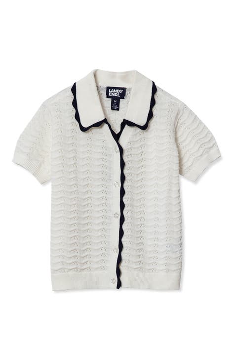 Girls Short Sleeve Collared Sweater