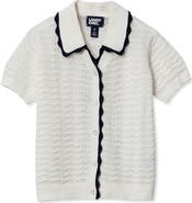 Lands' End Girls Short Sleeve Collared Sweater