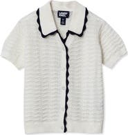 Lands' End Girls Short Sleeve Collared Sweater