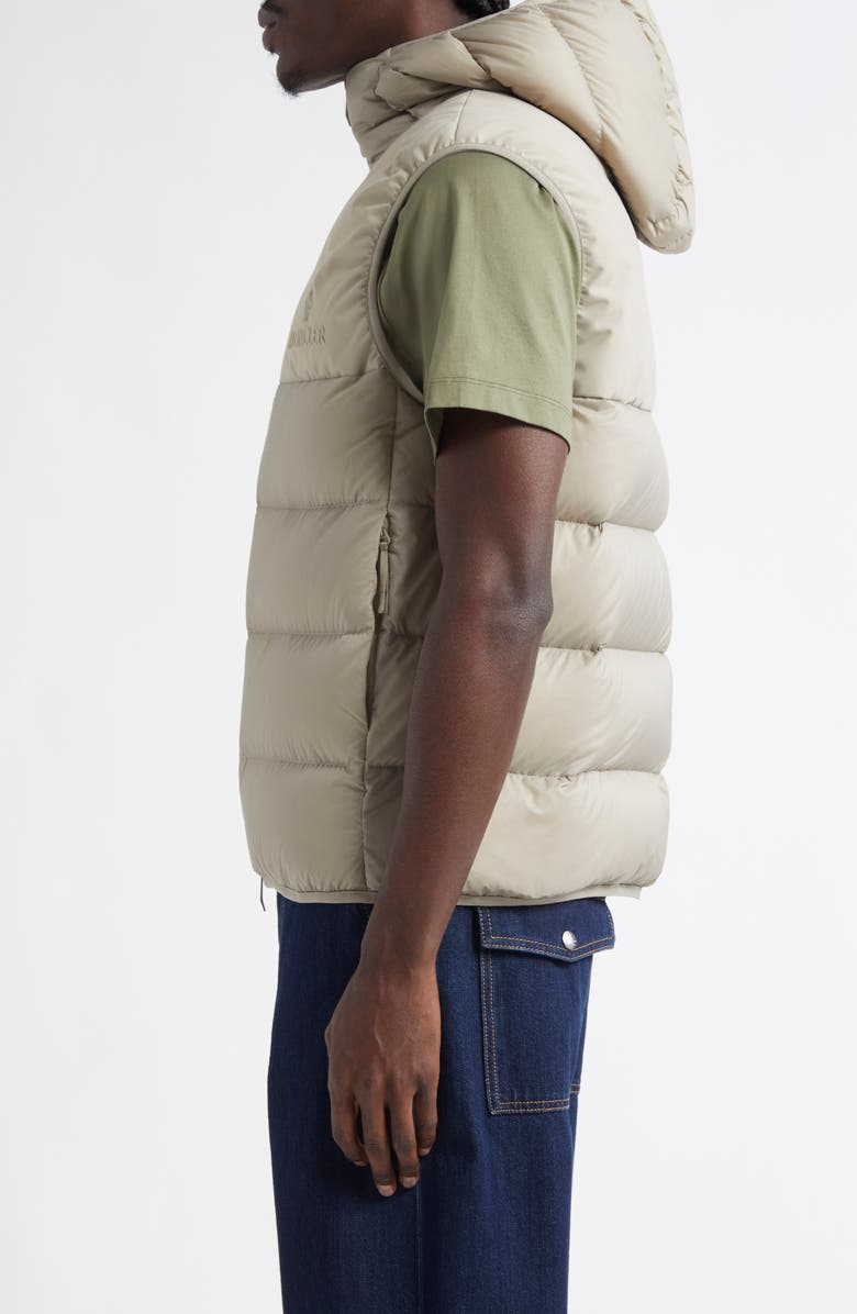 Moncler Bresse Hooded Down Puffer Vest, Alternate, color, Sand Beige
