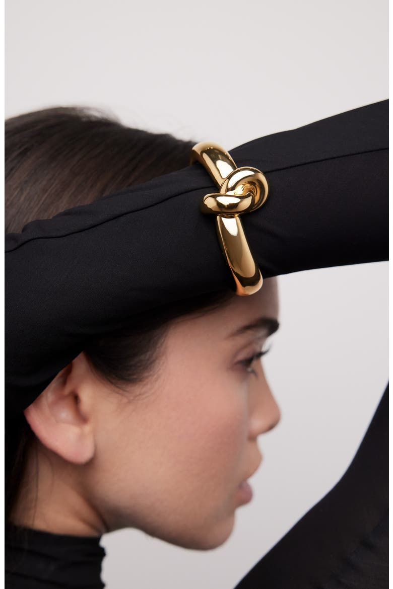 Thin Knot Cuff Bracelet, Alternate, color, YELLOW GOLD