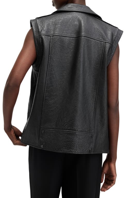 Allsaints Billie Leather Biker Vest In Black
