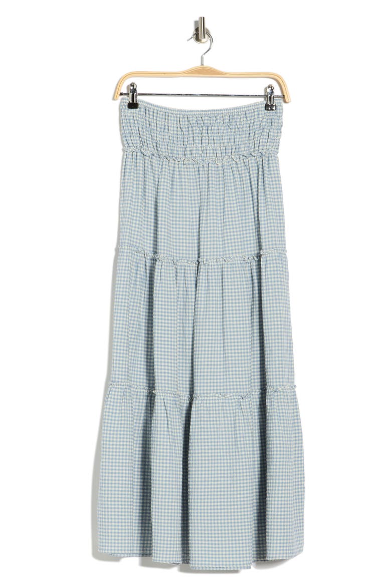 Gingham Tiered Skirt, Alternate, color, LIGHT BLUE/ CREAM