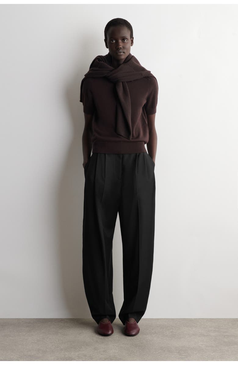 COS Pleated Relaxed-Fit Tapered Pants, Alternate, color, Charcoal