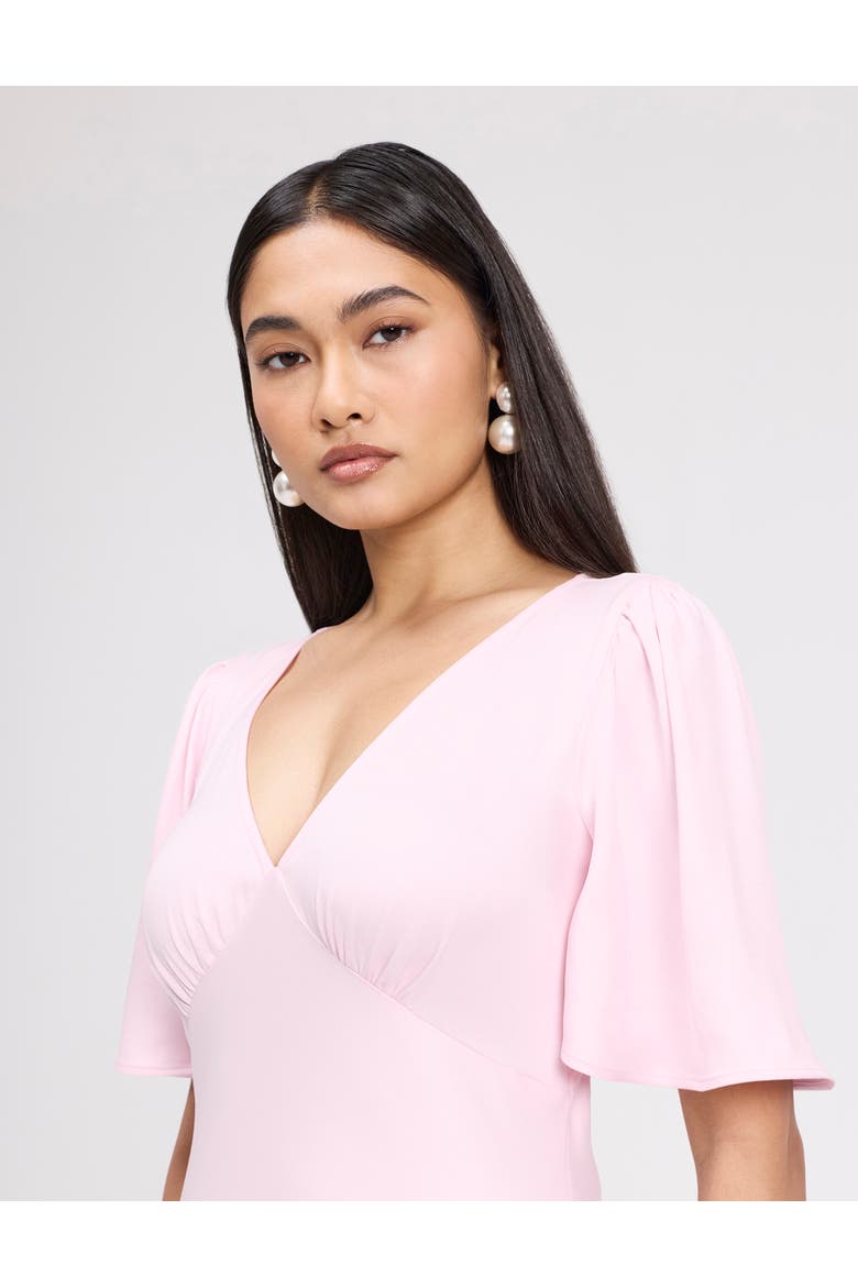 Arabella Angel Sleeve Satin Maxi Dress, Alternate, color, Pale Pink