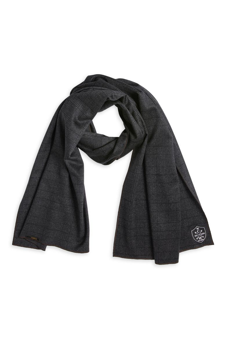 Glen Plaid Wool Scarf, Main, color, GRAY