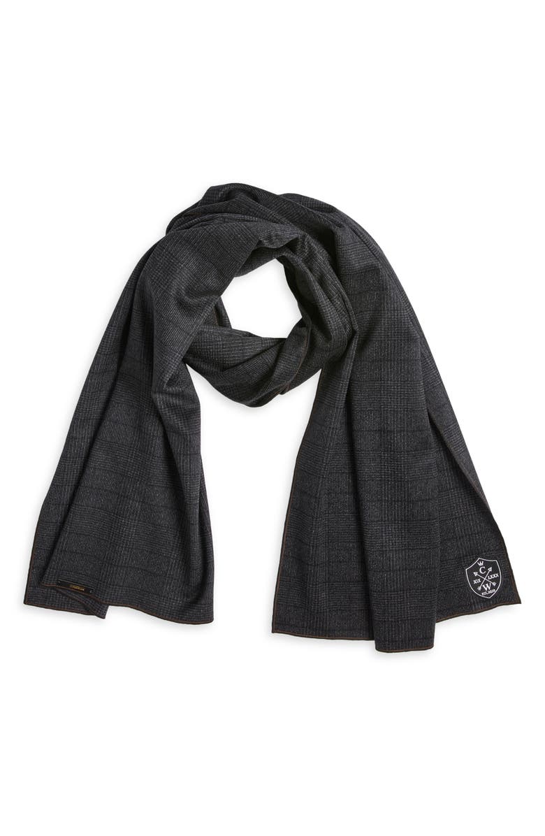 CLIFTON WILSON Glen Plaid Wool Scarf, Main, color, Gray