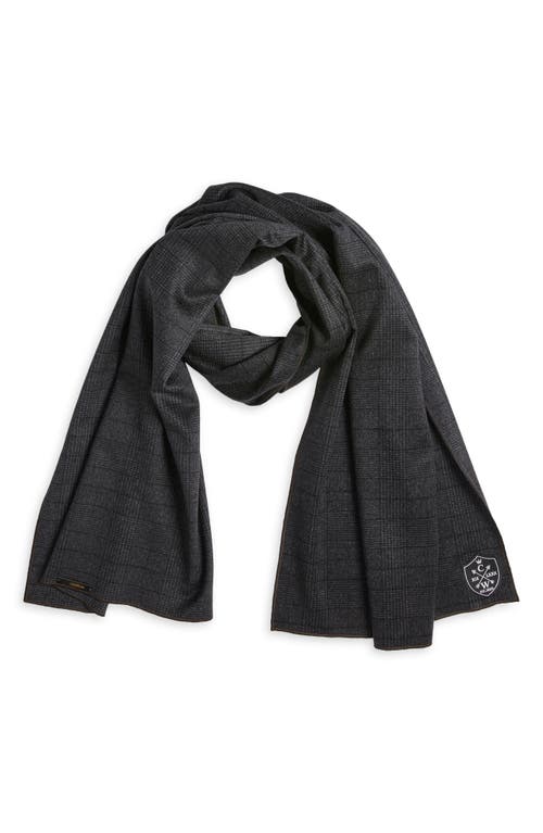 CLIFTON WILSON Glen Plaid Wool Scarf in Gray 