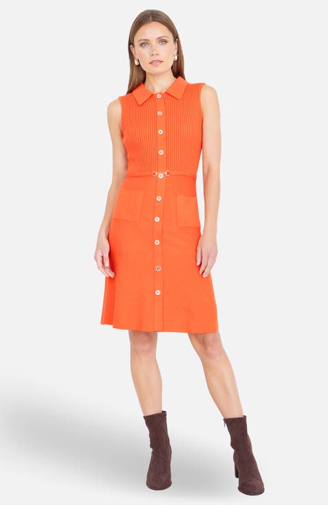 Rib Knitted With Buckle Skater Dress