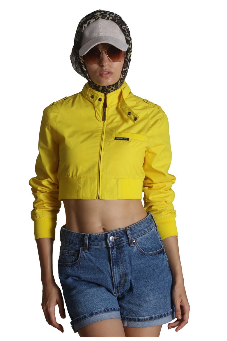 Women's Mini Cropped Racer Jacket, Alternate, color, Yellow